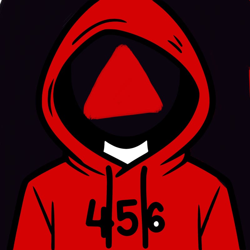 a person with non face waering a hoodie with a 456 symbol