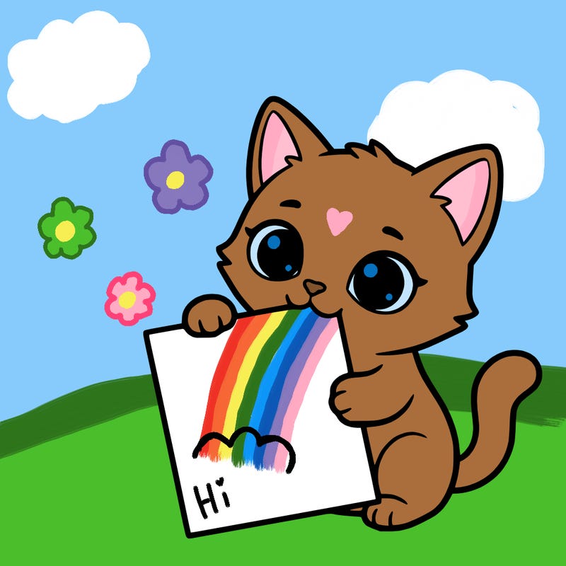 a small cat with a blank sheet of paper in its hand. the cat is sooooooo cute!