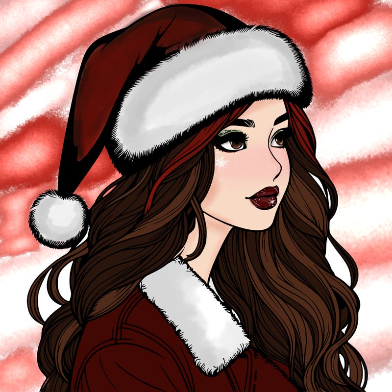 realistic girl in santa hat
