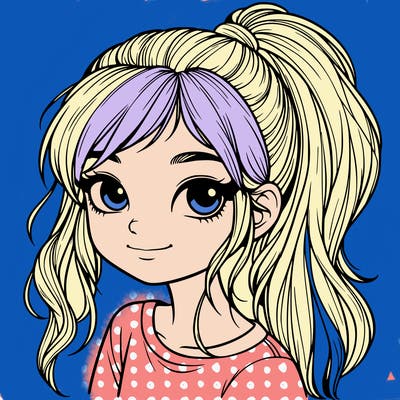 realistic girl with ponytail