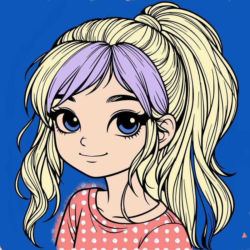 realistic girl with ponytail