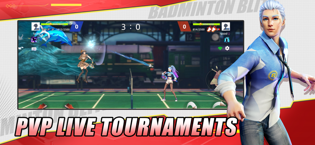 Badminton Blitz - A real-time competitive PvP badminton match in the Badminton Blitz mobile game