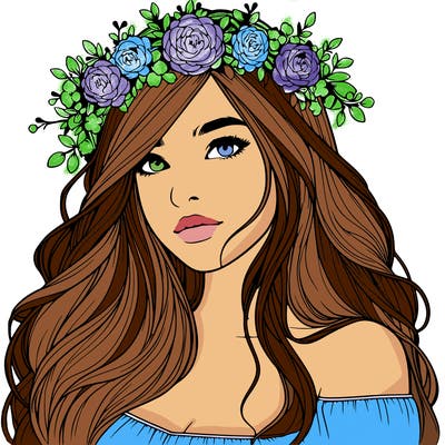realistic girl with flower crown