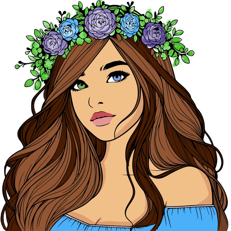 realistic girl with flower crown