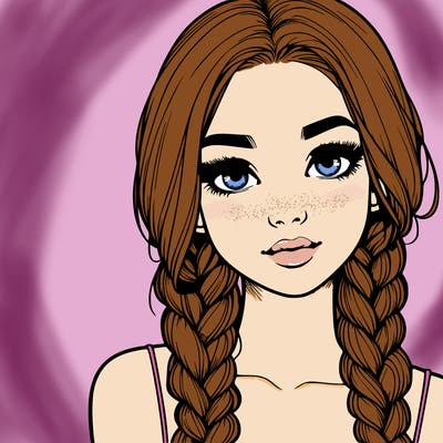 realistic girl with braids