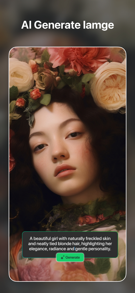 Snapix: Remove Objects Pro - Snapix AI image generator showing a realistic portrait created from a text prompt