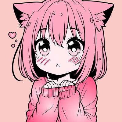 shy anime catgirl
