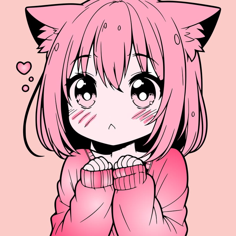 shy anime catgirl