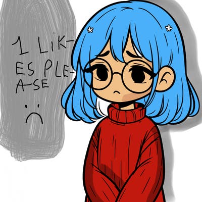 sad girl with glasses in a sweater