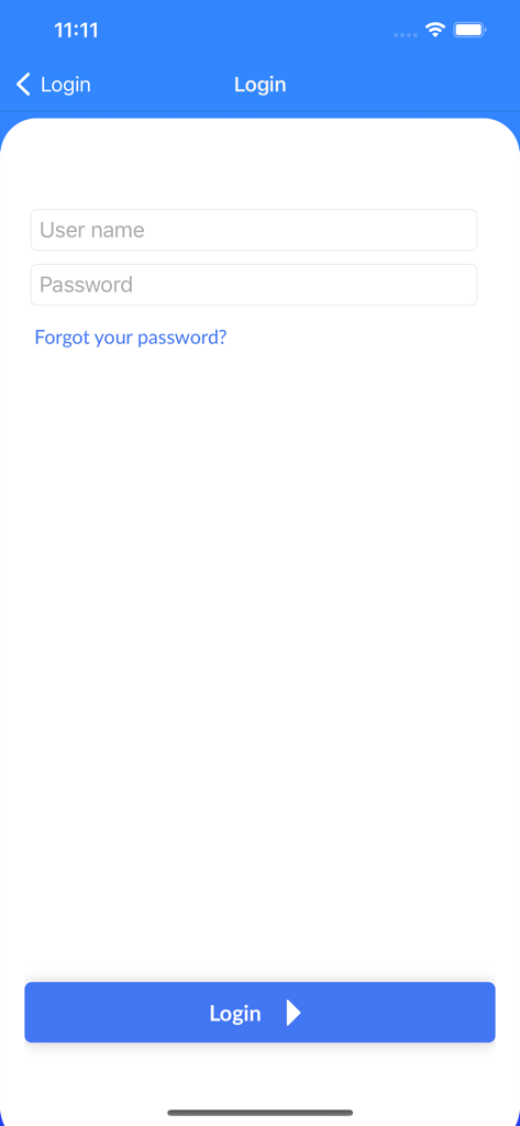 Ricoh myPrint - Interfaccia di login di Ricoh myPrint con campi di inserimento username e password e un pulsante di login blu