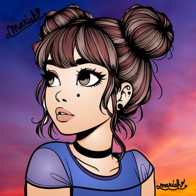 realistic girl with spacebuns