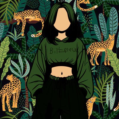 realistic girl faceless with baggy pants and a crop top