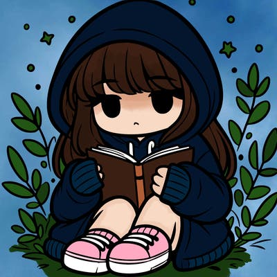 girl in oversized hoodie reading a book
