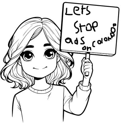 realistic girl holding up a sign
