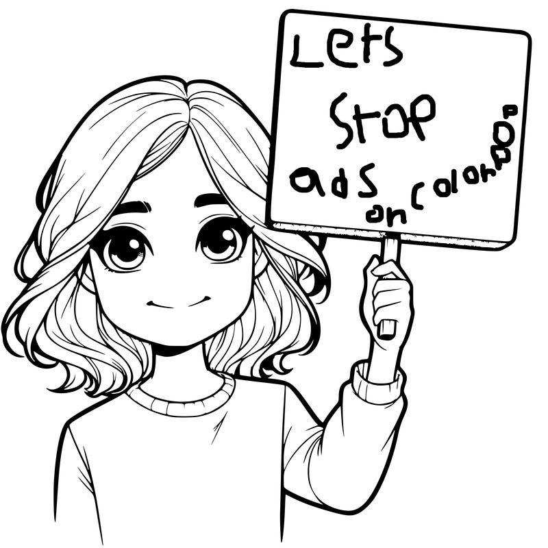 realistic girl holding up a sign
