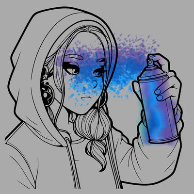 a realistic girl, spray painting