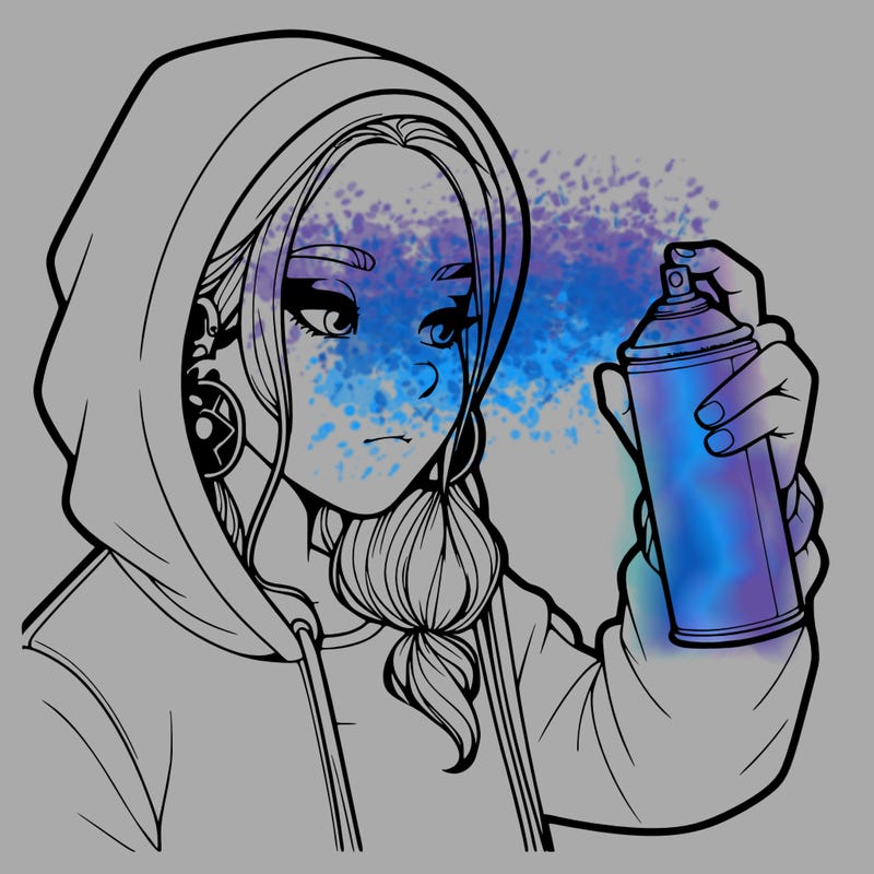 a realistic girl, spray painting