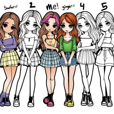 a group of girls realistic