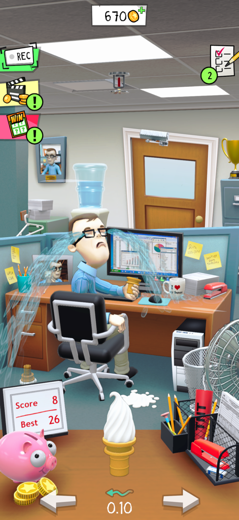 Office Jerk character crying dramatically at his desk during gameplay.