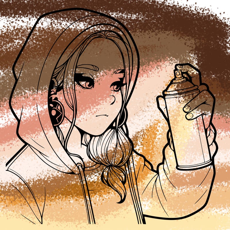 a realistic girl, spray painting