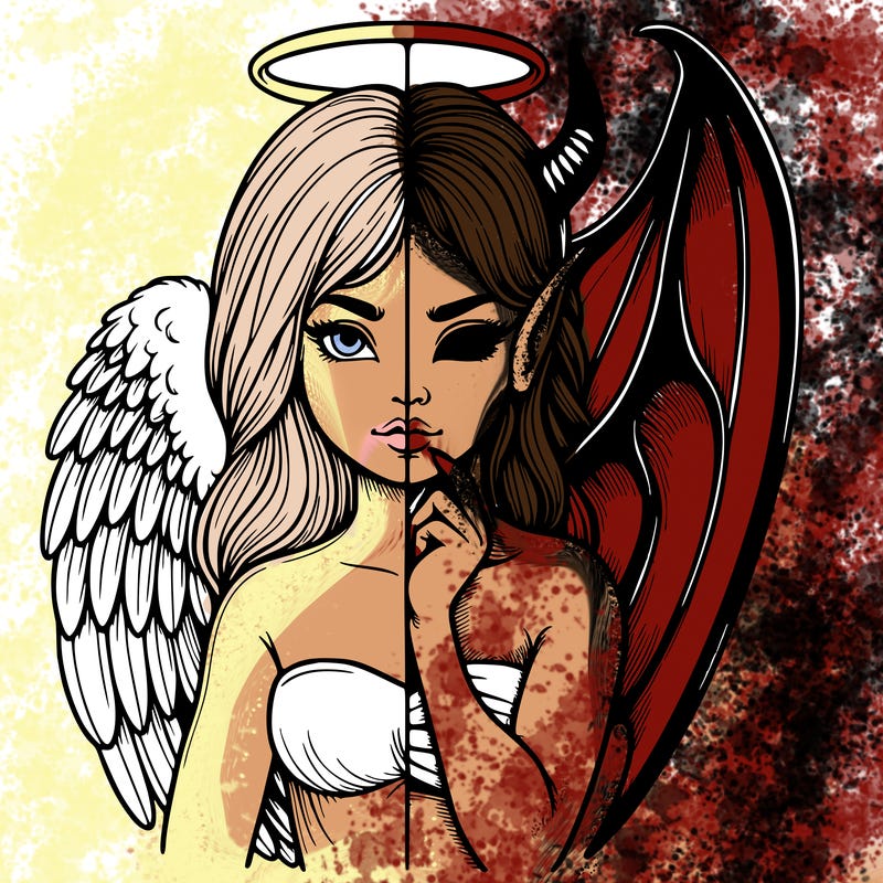 realistic angel half demon