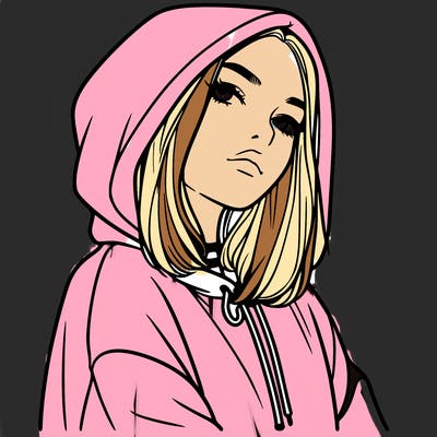 a realistic girl in a hoodie