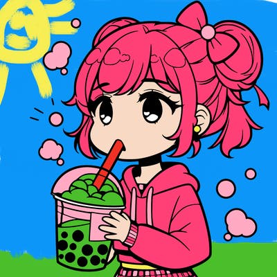 girl drinking boba