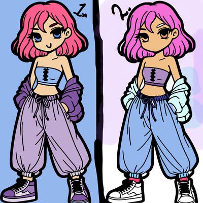 girl in crop top and baggy pants