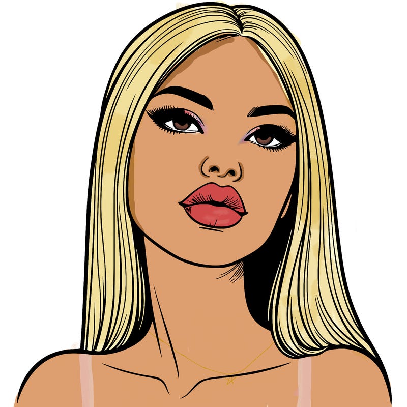 realistic woman with full lips