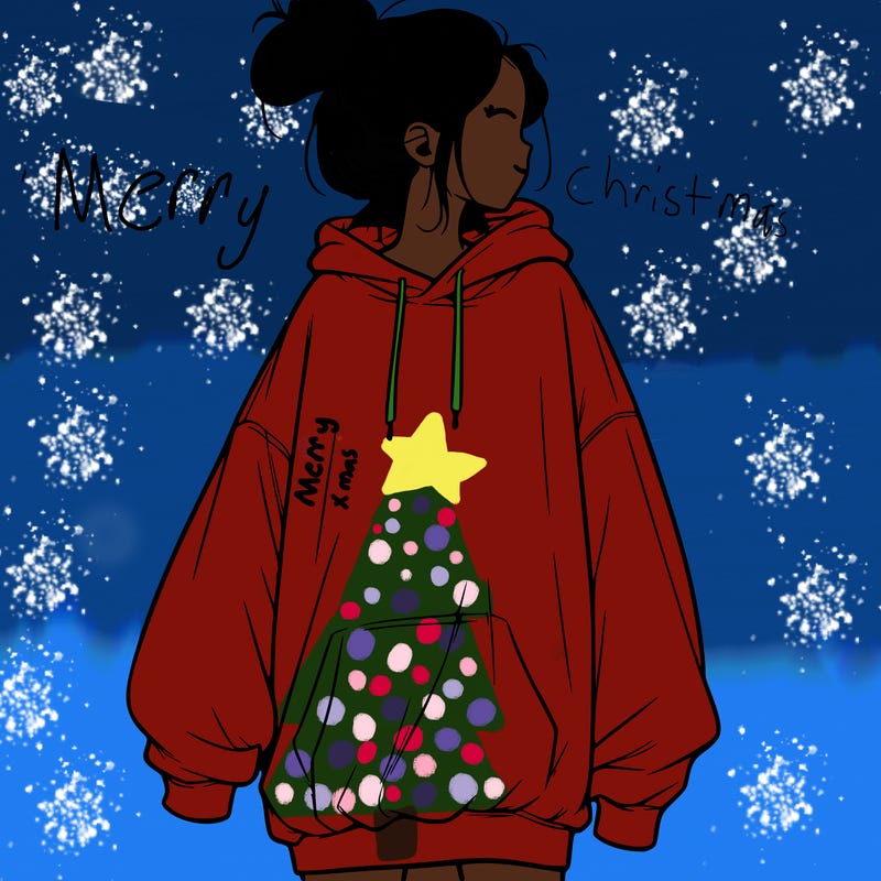 realistic girl with a oversized sweatshirt on and a bun