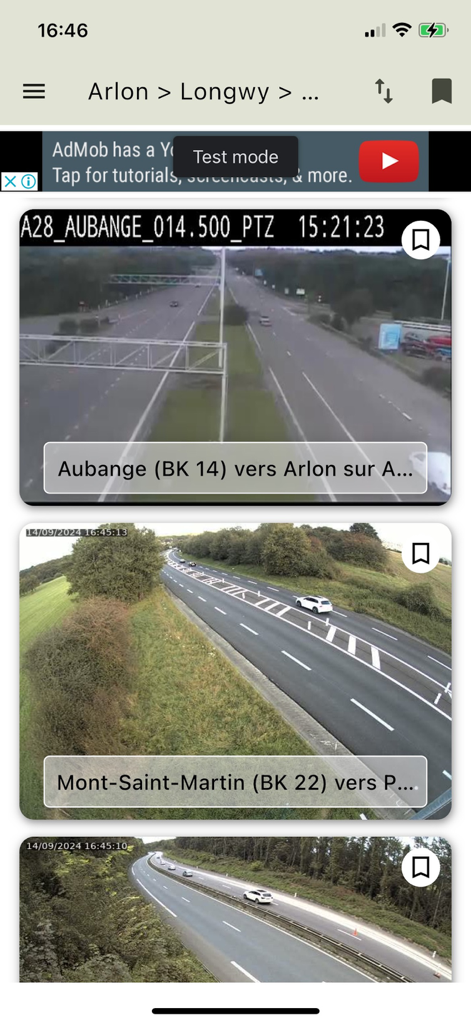 Flux de caméras de trafic en direct montrant les conditions d'autoroute dans la région Grand-Est.