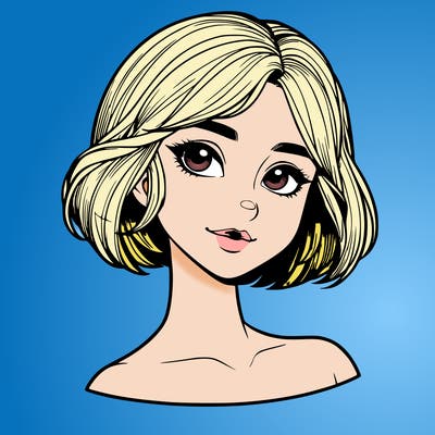 realistic girl with short hair