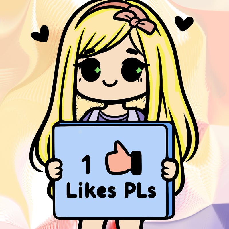 girl holding a sign saying 10 likes pls