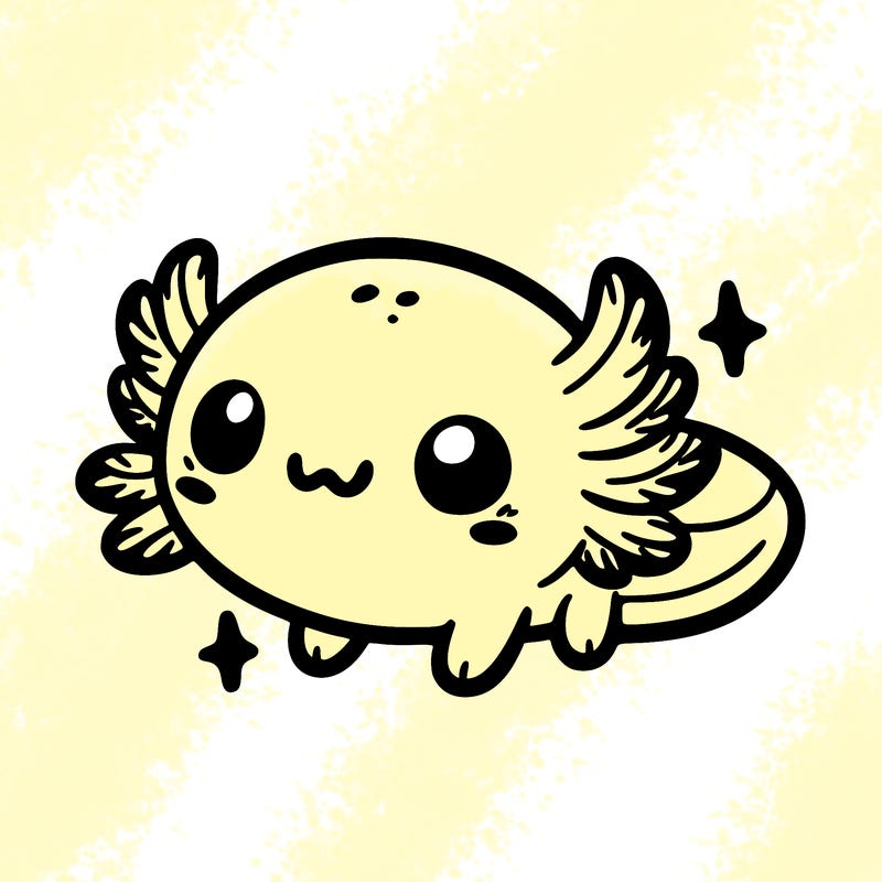 cute easy baby axolotl