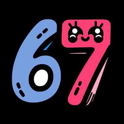 the numbers 67