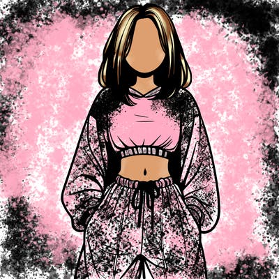 realistic girl faceless with baggy pants and a crop top