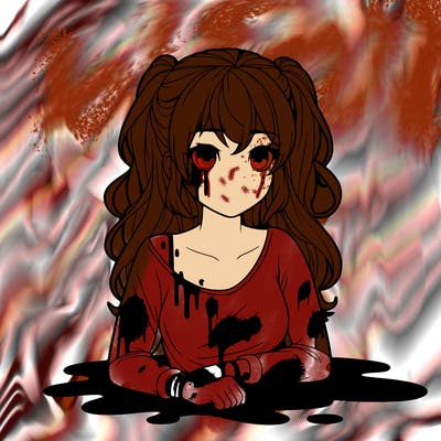 realistic girl with blood
