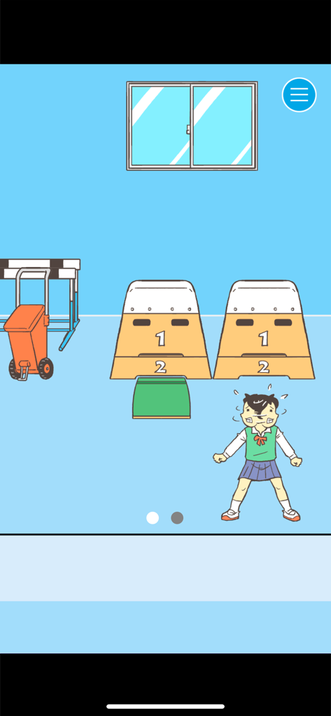 Ditching School! - Un puzle de gimnasio escolar en el juego móvil Ditching School con cajas de salto y un estudiante nervioso