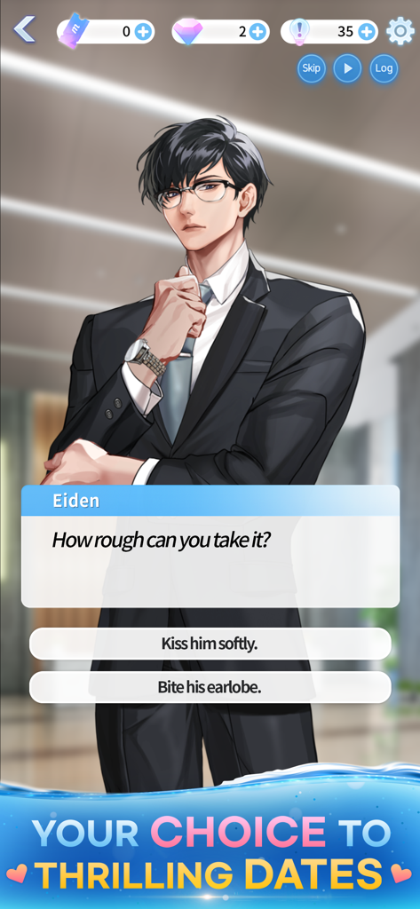 Flirting Island : otome story - Eiden character and romantic dialogue choices in Flirting Island otome game