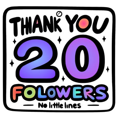 sign saying thank you for 20 followers