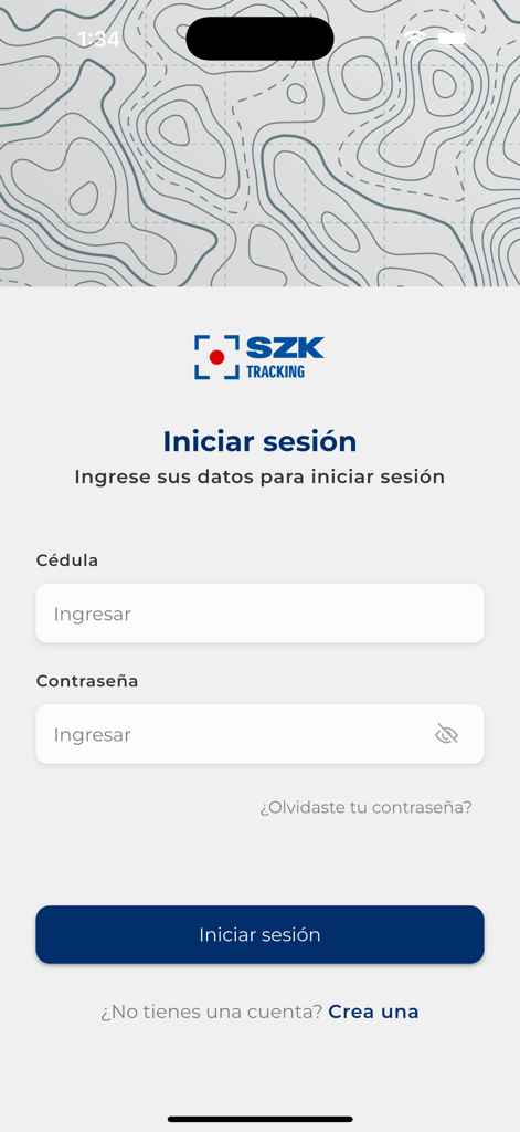 SZK-Tracking - Login screen for the SZK-Tracking vehicle security and monitoring application