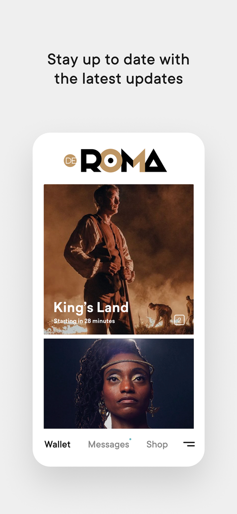 Ticketmatic - Ticketmatic app showing event updates and digital program for a cultural venue.