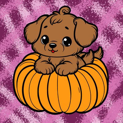 cute little puppy in a pumpkin