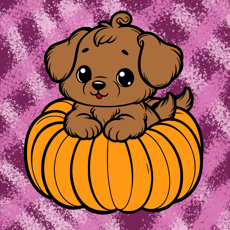 cute little puppy in a pumpkin