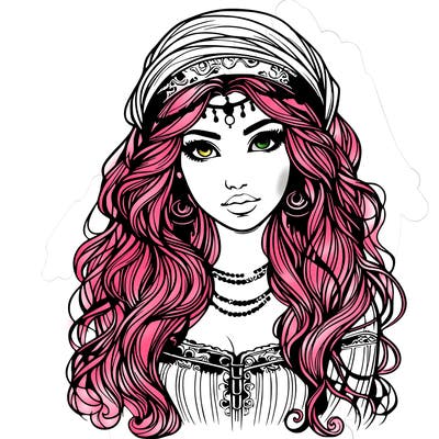 realistic beautiful mysterious gypsy girl