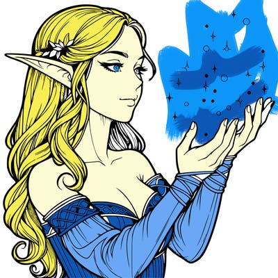 realistic elf girl doing magic