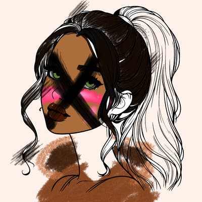 realistic girl with a ponytail on her hair and lips