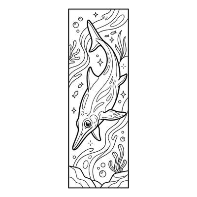 Embark on an underwater adventure with this captivating Stenopterygius bookmark coloring page. Bring this sleek prehistoric marine reptile to vibrant life and create a functional keepsake for your favorite books.
