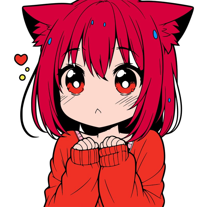 shy anime catgirl