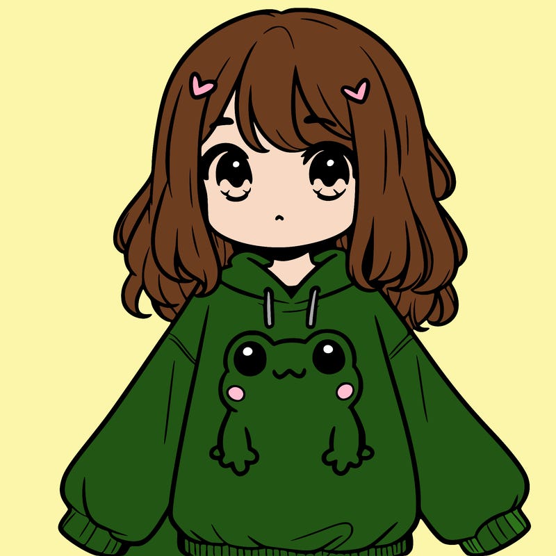 girl wearing frogging sweatshirt